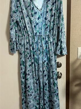 SHEIN Blue and Green Abstract Maxi Dress